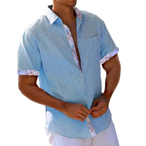 SOOUICKER Freizeithemden für Herren Sommer Hemd Herren Modern Fit Sommerhemd Herren Bunt Hemd Herren Kurzarm Regular Fit Kurzarmhemd Herren Slim Fit Hemd Herren Casual Elegant von SOOUICKER