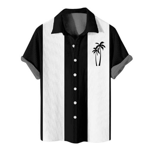 SOOUICKER Freizeithemden für Herren Sommer Übergröße Hawaii Hemd Männer Gestreift Kurzarmhemd Herren Große Größen Hemd Herren Bunt Kurzarm Sommerhemd Herren Muster Hemd Herren Hip Hop von SOOUICKER