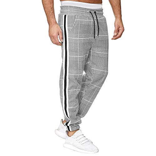 SOOUICKER Freizeithose Herren Bündchen Chino Hose Herren Gummizug Herren Jogginghose Modern Chino Hose Herren Kariert Karo Jogginghose Herren Elegant Chino Hose Herren Jogger von SOOUICKER