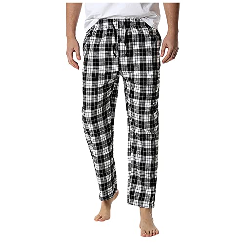 SOOUICKER Freizeithose Herren Kariert Jogginghose Herren Zu Hause Karierte Hose Herren Schlafanzug Hosen Herren Relaxed Fit Sporthose Herren Weit Jogginghose Herren Weites Bein Zweifarbig von SOOUICKER
