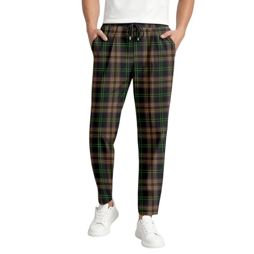 SOOUICKER Freizeithose Herren Lang Kariert Baggy Jogginghose Herren Sommer Muster Sporthose Bunt Weites Bein Sommerhose Leicht Weit Karierte Hose Jogger mit Gummizug von SOOUICKER