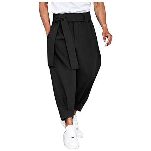 SOOUICKER Freizeithose Herren Modern Chino Hose Herren Tapered Loose Fit 7/8 Hosen Herren Elegant Haremshose Herren mit Taschen Chino Hose Herren Weit Geschnitten Freizeithose Herren mit Bündchen von SOOUICKER