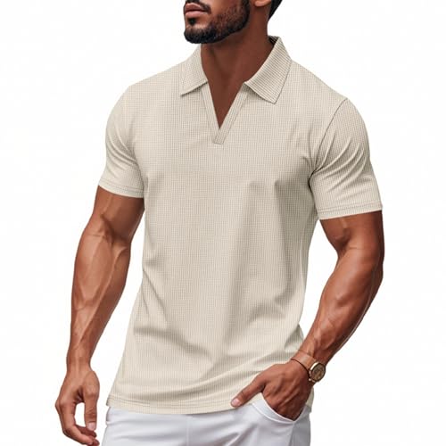 SOOUICKER Funktions Poloshirt Herren Kurzarm Slim Fit Polohemd Ohne Knöpfe Modern Funktionsshirt mit Kragen Sport T Shirt Elegant Einfarbig von SOOUICKER