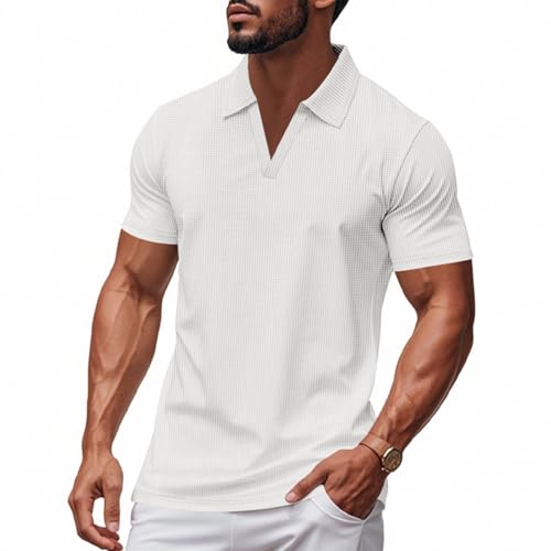 SOOUICKER Funktions Poloshirt Herren Kurzarm Slim Fit Polohemd Ohne Knöpfe Modern Funktionsshirt mit Kragen Sport T Shirt Elegant Einfarbig von SOOUICKER