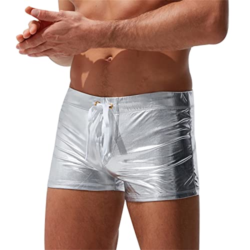 SOOUICKER Glanz Badehose Herren Wetlook Badehose Herren Eng Sexy Badeshorts Herren Kurz Eng Schwimmhose Herren Boxer Badehose Herren Retro Badehose Herren Schnelltrocknend von SOOUICKER