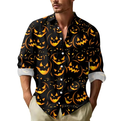 SOOUICKER Halloween Freizeithemden für Herren Bunt Herrenhemden Langarm Regular Fit Hemd Herren Muster Freizeit Hemd Herren Langarm Print Hemd Herren 3D Druck Hemd Herren Langarm von SOOUICKER