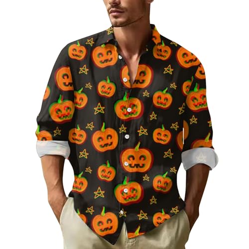 SOOUICKER Halloween Freizeithemden für Herren Bunt Herrenhemden Langarm Regular Fit Hemd Herren Muster Freizeit Hemd Herren Langarm Print Hemd Herren 3D Druck Hemd Herren Langarm von SOOUICKER