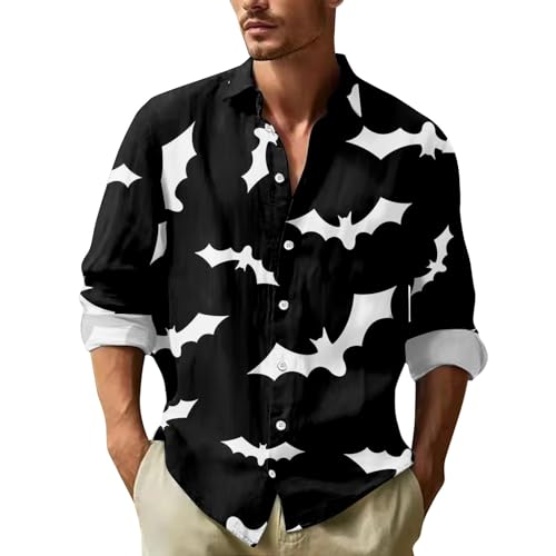 SOOUICKER Halloween Hemd Herren Langarm Freizeithemden für Herren Bunt Herrenhemden Langarm Regular Fit Hemd Herren Muster Freizeit Hemd Herren Langarm Print Hemd Herren 3D Druck von SOOUICKER