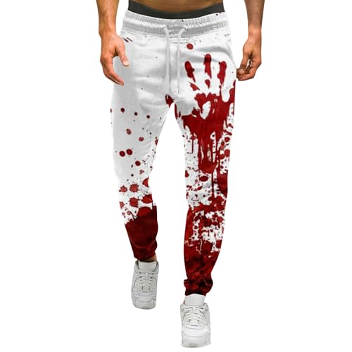 SOOUICKER Halloween Hose Baggy Jogginghose Herren Muster Sporthose Herren Lang Bunt Freizeithose mit Motiv Stretch Trainingshose mit Bündchen Gym Jogginghose mit Aufdruck Vintage von SOOUICKER