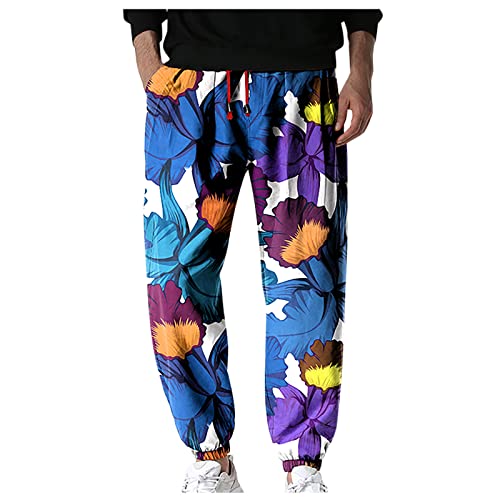 SOOUICKER Haremshose Herren Blumen Freizeithose Herren Bunt Jogginghose Herren Muster Trainingshose Herren Weit Jogginghose Herren Mit Aufdruck Freizeithose Herren Mit Gummibund von SOOUICKER