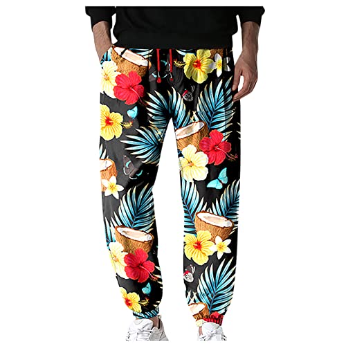 SOOUICKER Haremshose Herren Blumen Freizeithose Herren Bunt Jogginghose Herren Muster Trainingshose Herren Weit Jogginghose Herren Mit Aufdruck Freizeithose Herren Mit Gummibund von SOOUICKER