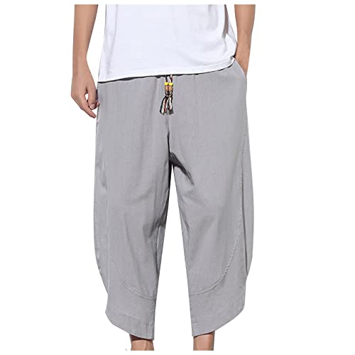 SOOUICKER Haremshose Herren Leinen Lang Leinenhose Herren Dünn Leinenhose Herren Jogging Leinenhose Herren Beige Jogginghose Leinenhose Herren Harem Haremshose Herren Vintage von SOOUICKER