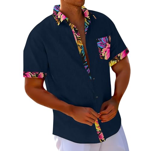 SOOUICKER Hawaii Hemd Männer Blumen Sommerhemd Herren Comfort Fit Hemd Herren Kurzarm Muster Kurzarmhemd Herren Casual Freizeithemden für Herren Sommer Übergröße Hemd Herren Kurzarm Print von SOOUICKER