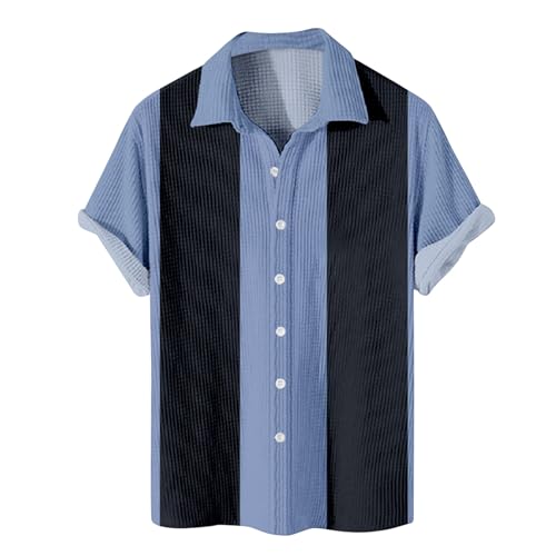 SOOUICKER Hawaii Hemd Männer Gestreift Freizeithemden für Herren Sommer Kurzarmhemd Herren Große Größen Sommerhemd Herren Muster Herrenhemden Kurzarm Bunt Hemd Herren Oversize Print von SOOUICKER