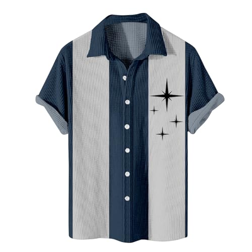 SOOUICKER Hawaii Hemd Männer Gestreift Kurzarmhemd Herren Print Hemd Herren Kurzarm Bunt Zweifarbig Freizeithemden für Herren Sommer Übergröße Sommerhemd Herren Muster Hemd Herren Urlaub von SOOUICKER
