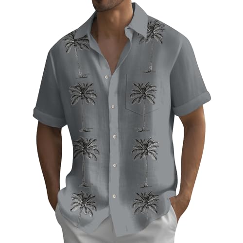 SOOUICKER Hawaii Hemd Männer Palmen Freizeithemden für Herren Muster Kurzarmhemd Herren Große Größen Herrenhemden Kurzarm Sommer Hemd Herren Kurzarm Print Sommerhemd Herren Leicht von SOOUICKER