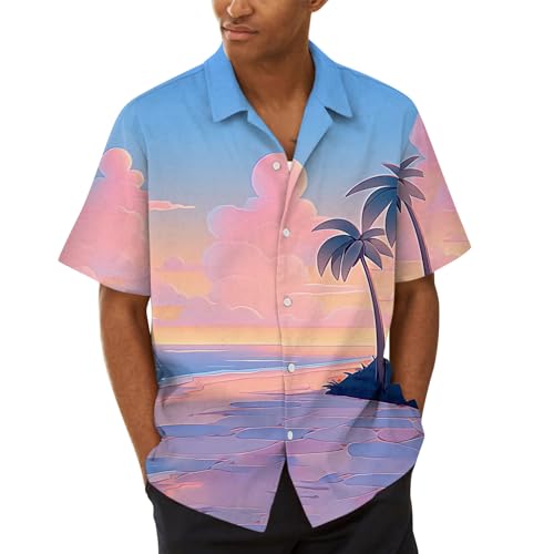 SOOUICKER Hawaii Hemd Männer Palmen Hemd Herren Bunt Kurzarm Freizeithemden für Herren Sommer Übergröße Kurzarmhemd Herren Print Große Größen Sommerhemd Herren Muster Hemd Herren Urlaub von SOOUICKER