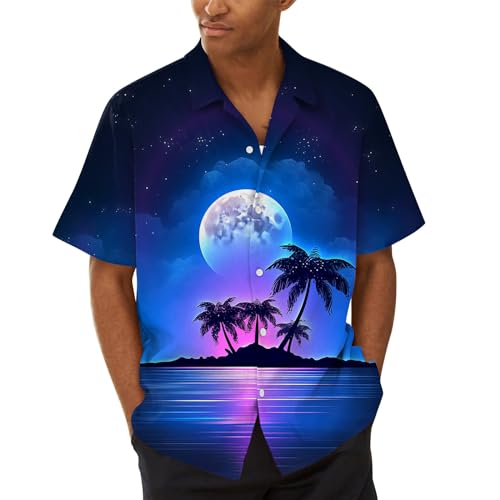 SOOUICKER Hawaii Hemd Männer Palmen Hemd Herren Bunt Kurzarm Freizeithemden für Herren Sommer Übergröße Kurzarmhemd Herren Print Große Größen Sommerhemd Herren Muster Hemd Herren Urlaub von SOOUICKER