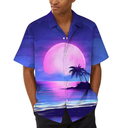 SOOUICKER Hawaii Hemd Männer Palmen Hemd Herren Bunt Kurzarm Freizeithemden für Herren Sommer Übergröße Kurzarmhemd Herren Print Große Größen Sommerhemd Herren Muster Hemd Herren Urlaub von SOOUICKER
