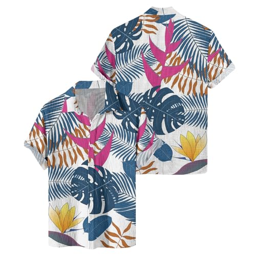 SOOUICKER Hawaii Hemd Männer Übergröße Palmen Freizeithemden für Herren Bunt Kurzarmhemd Herren Große Größen Hemd Herren Kurzarm Urlaub Sommerhemd Herren Muster Hemd Herren Sommer Hawaii von SOOUICKER