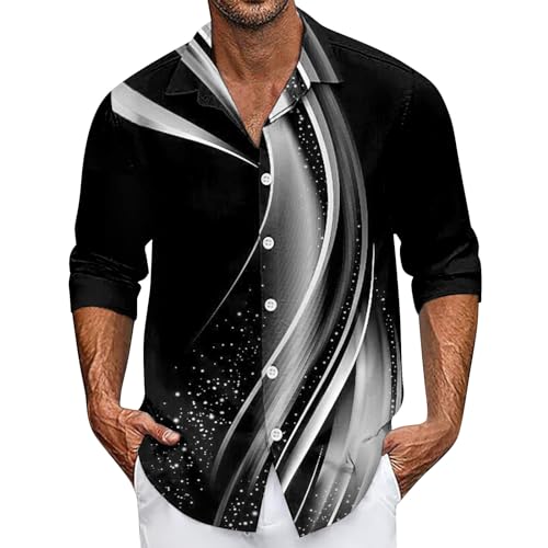 SOOUICKER Hawaiihemd Herren Herren Hemd 3D Druck Hawaii Hemd Männer Langarm Freizeithemden für Herren Regular Fit Herren Hemd Urlaub Casual Herren Hemd Bunt Muster Herren Hemd Freizeit Modern von SOOUICKER