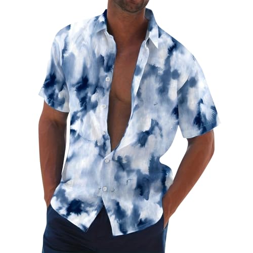 SOOUICKER Hawaiihemd Herren Kurzarm Bunt Hemd Herren Muster Print Kurzarmhemd Herren Große Größen Freizeithemden für Herren Regular Fit Hemd Herren Farbverlauf 3D Druck von SOOUICKER