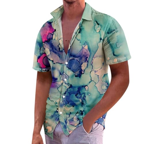 SOOUICKER Hemd Herren 3D Druck Freizeithemden für Herren Bunt Hawaii Hemd Männer Regular Fit Hemd Herren Batik Farbverlauf Kurzarmhemd Herren Print Sommerhemd Herren Muster Urlaub von SOOUICKER