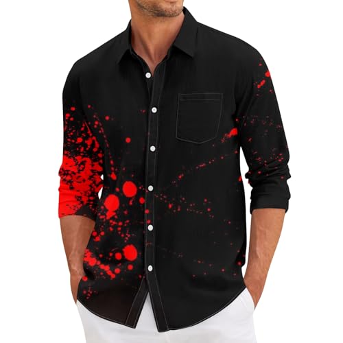 SOOUICKER Hemd Herren 3D Druck Halloween Hemd Herren Langarm Print Hemd Herren Langarm Freizeithemden für Herren Bunt Herrenhemden Langarm Regular Fit Hemd Herren Muster Freizeit von SOOUICKER