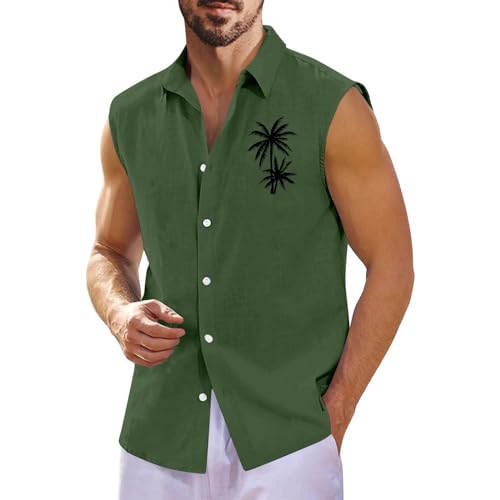 SOOUICKER Hemd Herren Ärmellos Sommer Tank Top Herren Hemd Sommerhemd Herren Ohne Ärmel Freizeithemden für Herren Muster Hawaii Hemd Männer Ärmellos Hemd Herren Vintage Freizeit von SOOUICKER