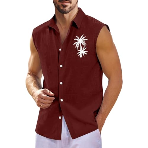 SOOUICKER Hemd Herren Ärmellos Sommer Tank Top Herren Hemd Sommerhemd Herren Ohne Ärmel Freizeithemden für Herren Muster Hawaii Hemd Männer Ärmellos Hemd Herren Vintage Freizeit von SOOUICKER