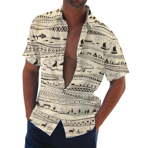 SOOUICKER Hemd Herren Boho Freizeithemden für Herren Kurzarm Hemd Herren Muster Hawaii Hemd Männer Bunt Kurzarmhemd Herren Große Größen Sommerhemd Herren Gemustert Hemd Herren Freizeit von SOOUICKER