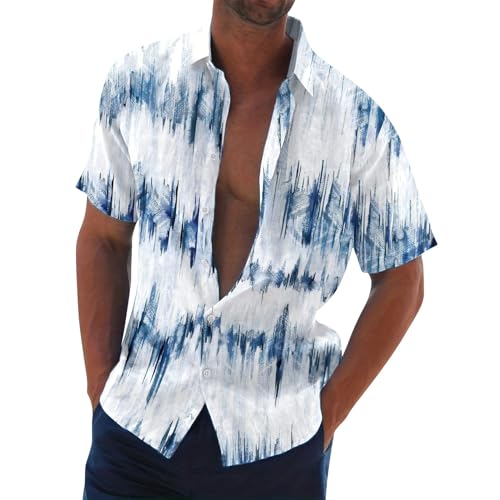 SOOUICKER Hemd Herren Boho Freizeithemden für Herren Kurzarm Hemd Herren Muster Hawaii Hemd Männer Bunt Kurzarmhemd Herren Große Größen Sommerhemd Herren Gemustert Hemd Herren Freizeit von SOOUICKER