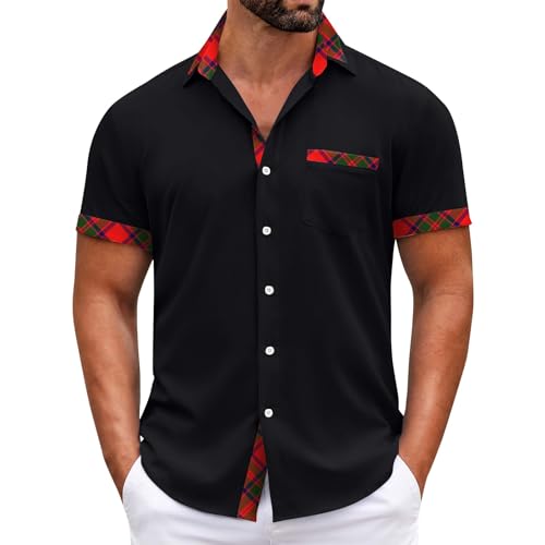 SOOUICKER Hemd Herren Kurzarm Business Freizeithemden für Herren Sommer Übergröße Sommerhemd Herren Muster Kurzarmhemd Herren Große Größen Print Hemd Herren Comfort Fit Modern Elegant von SOOUICKER