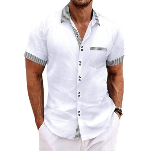 SOOUICKER Hemd Herren Kurzarm Casual Freizeithemden für Herren Modern Fit Kurzarmhemd Herren Sommer Sommerhemd Herren Comfort Fit Hemd Herren Kurzarm Muster Hemd Herren Freizeit Elegant von SOOUICKER