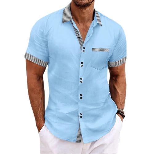 SOOUICKER Hemd Herren Kurzarm Casual Freizeithemden für Herren Modern Fit Kurzarmhemd Herren Sommer Sommerhemd Herren Comfort Fit Hemd Herren Kurzarm Muster Hemd Herren Freizeit Elegant von SOOUICKER