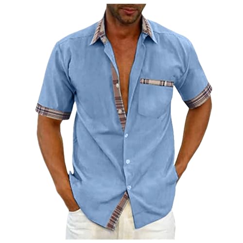 SOOUICKER Hemd Herren Kurzarm Casual Freizeithemden für Herren Sommer Übergröße Kurzarmhemd Herren Comfort Fit Sommerhemd Herren Muster Elegant Hemd Herren Freizeit Modern von SOOUICKER