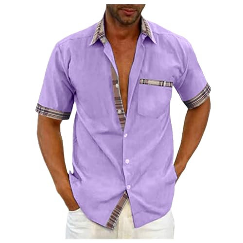 SOOUICKER Hemd Herren Kurzarm Casual Freizeithemden für Herren Sommer Übergröße Kurzarmhemd Herren Comfort Fit Sommerhemd Herren Muster Elegant Hemd Herren Freizeit Modern von SOOUICKER