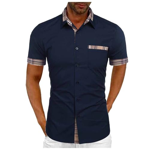 SOOUICKER Hemd Herren Kurzarm Casual Freizeithemden für Herren Sommer Übergröße Kurzarmhemd Herren Comfort Fit Sommerhemd Herren Muster Elegant Hemd Herren Freizeit Modern von SOOUICKER