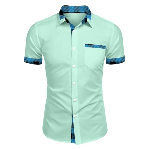 SOOUICKER Hemd Herren Kurzarm Casual Kurzarmhemd Herren Comfort Fit Freizeithemden für Herren Regular Fit Sommerhemd Herren Modern Hemd Herren Modern Fit Business Hemd Herren Große Größen von SOOUICKER