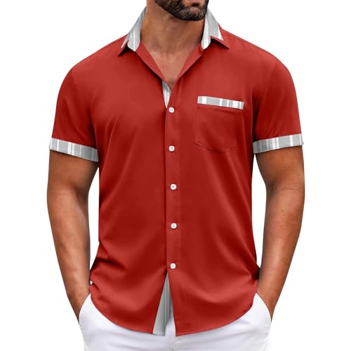 SOOUICKER Hemd Herren Kurzarm Comfort Fit Freizeithemden für Herren Sommer Übergröße Kurzarmhemd Herren Große Größen Print Sommerhemd Herren Muster Hemd Herren Casual von SOOUICKER