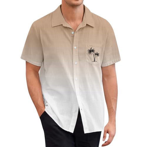 SOOUICKER Hemd Herren Kurzarm Farbverlauf Freizeithemden für Herren Sommer Übergröße Hawaii Hemd Männer Palmen Sommerhemd Herren Muster Kurzarmhemd Herren Bunt Hemd Herren Urlaub von SOOUICKER