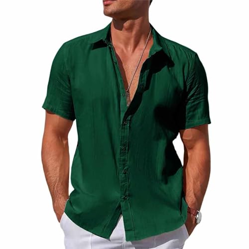 SOOUICKER Hemd Herren Kurzarm Freizeit Freizeithemden für Herren Sommer Übergröße Sommerhemd Herren Regular Fit Kurzarmhemd Herren Einfarbig Hemd Herren Urlaub Casual Elegant von SOOUICKER