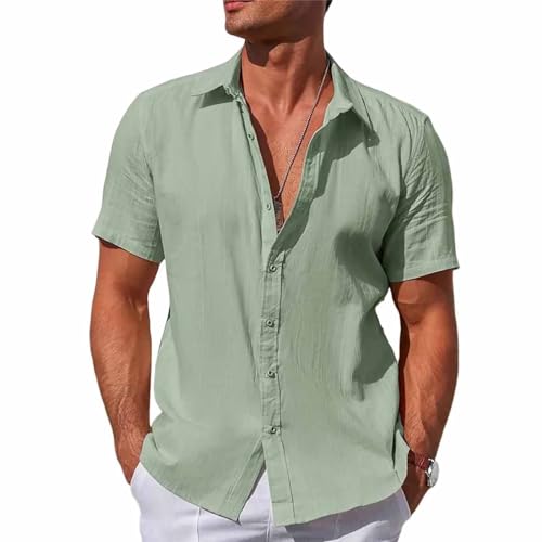 SOOUICKER Hemd Herren Kurzarm Freizeit Freizeithemden für Herren Sommer Übergröße Sommerhemd Herren Regular Fit Kurzarmhemd Herren Einfarbig Hemd Herren Urlaub Casual Elegant von SOOUICKER