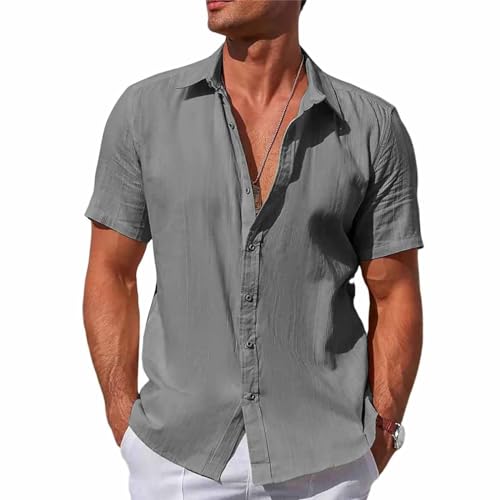 SOOUICKER Hemd Herren Kurzarm Freizeit Freizeithemden für Herren Sommer Übergröße Sommerhemd Herren Regular Fit Kurzarmhemd Herren Einfarbig Hemd Herren Urlaub Casual Elegant von SOOUICKER