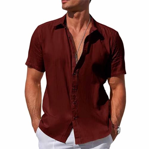 SOOUICKER Hemd Herren Kurzarm Freizeit Freizeithemden für Herren Sommer Übergröße Sommerhemd Herren Regular Fit Kurzarmhemd Herren Einfarbig Hemd Herren Urlaub Casual Elegant von SOOUICKER