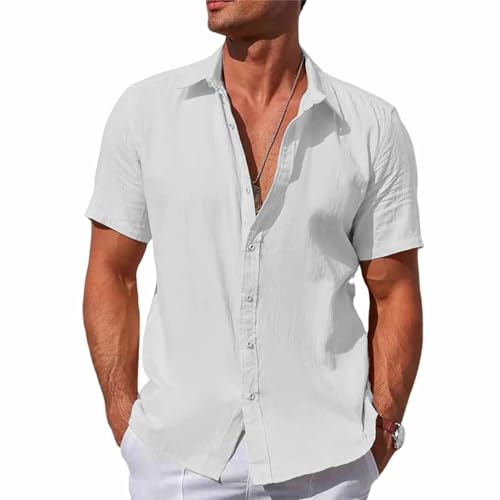 SOOUICKER Hemd Herren Kurzarm Freizeit Freizeithemden für Herren Sommer Übergröße Sommerhemd Herren Regular Fit Kurzarmhemd Herren Einfarbig Hemd Herren Urlaub Casual Elegant von SOOUICKER