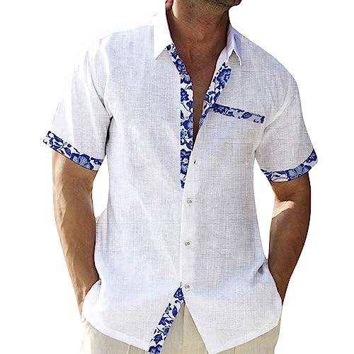 SOOUICKER Hemd Herren Kurzarm Freizeit Freizeithemden für Herren Sommer Übergröße Sommerhemd Herren mit Aufdruck Kurzarmhemd Herren Große Größen Print Hemd Herren Sommer Strand von SOOUICKER