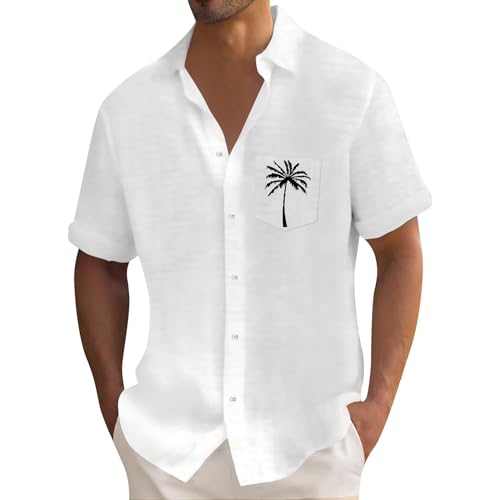 SOOUICKER Hemd Herren Kurzarm Freizeit Hawaii Hemd Männer Einfarbig Freizeithemden für Herren Sommer Übergröße Kurzarmhemd Herren Muster Sommerhemd Herren Große Größen Hemd Herren Urlaub von SOOUICKER
