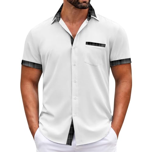 SOOUICKER Hemd Herren Kurzarm Modern Fit Sommerhemd Herren Muster Freizeithemden für Herren Sommer Übergröße Kurzarmhemd Herren Große Größen Print Hemd Herren Comfort Fit Elegant Casual von SOOUICKER