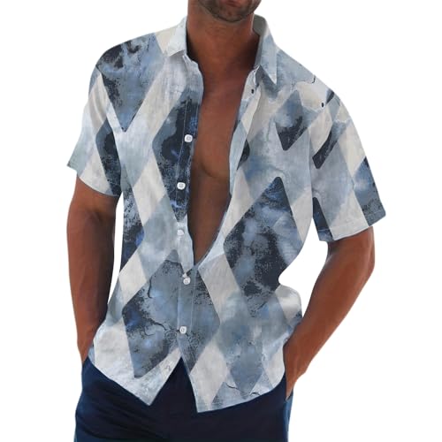 SOOUICKER Hemd Herren Kurzarm Muster Freizeithemden für Herren Kurzarm Kurzarmhemd Herren Große Größen Hemd Herren Regular Fit Sommerhemd Herren Gemustert Hawaii Hemd Männer Bunt von SOOUICKER